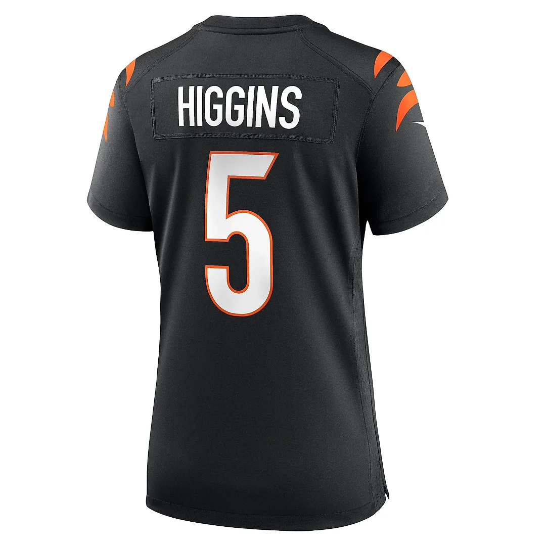 Zennovawear Women's Cincinnati Bengals Tee Higgins Black Game Player Jersey