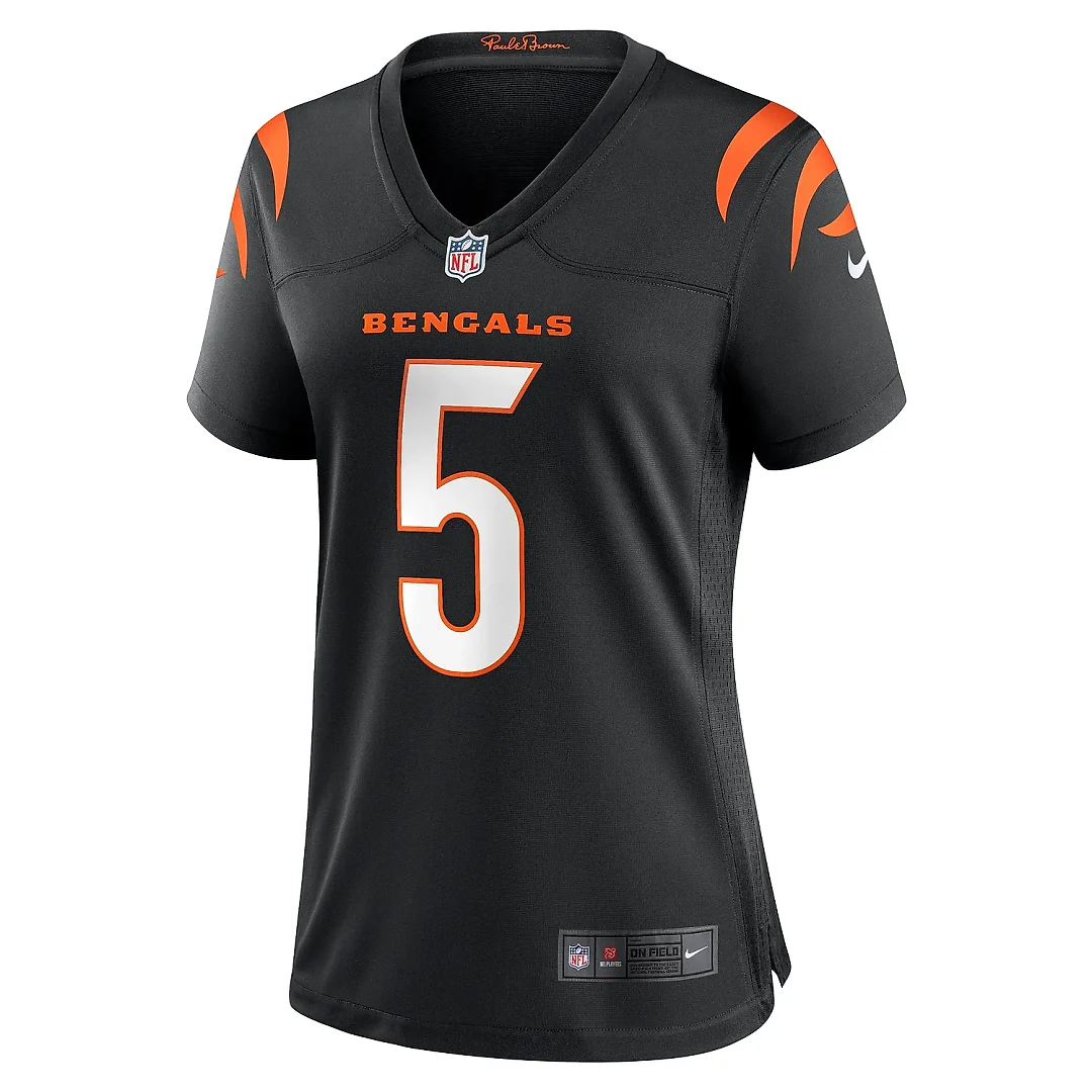 Zennovawear Women's Cincinnati Bengals Tee Higgins Black Game Player Jersey