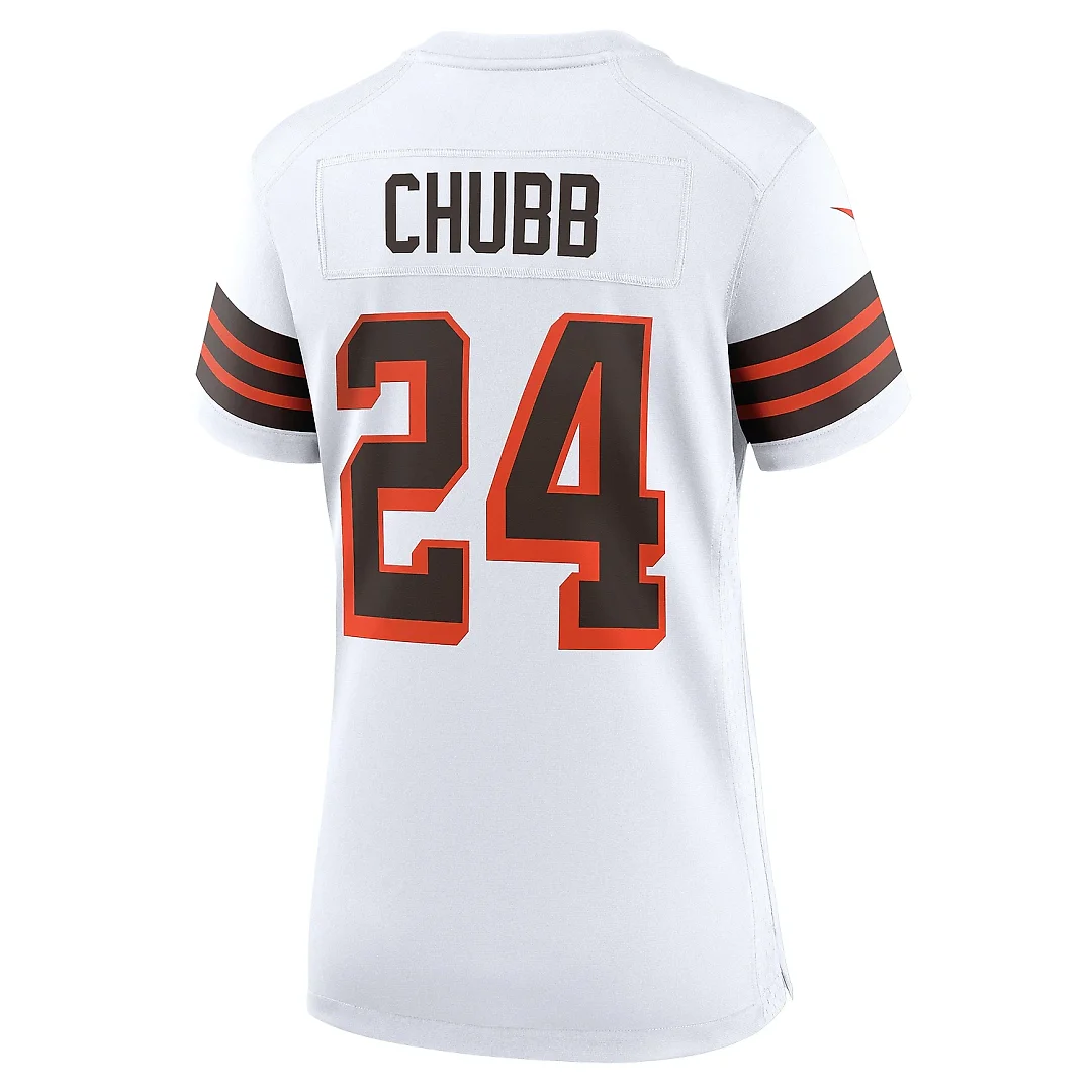 Zennovawear Women's Cleveland Browns Nick Chubb White Alternate Game Jersey