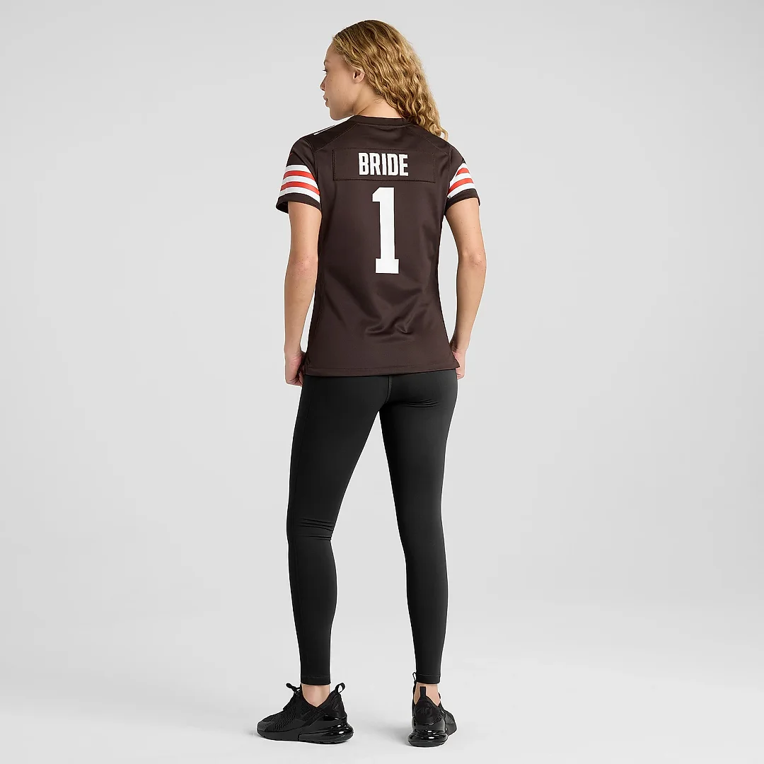 Zennovawear Women's Cleveland Browns Number 1 Bride Brown Game Jersey