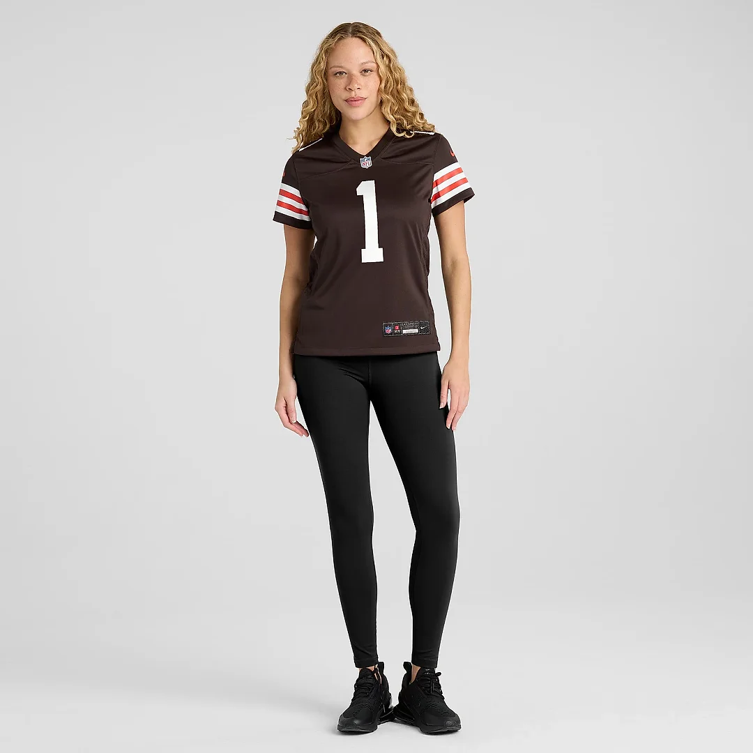 Zennovawear Women's Cleveland Browns Number 1 Bride Brown Game Jersey