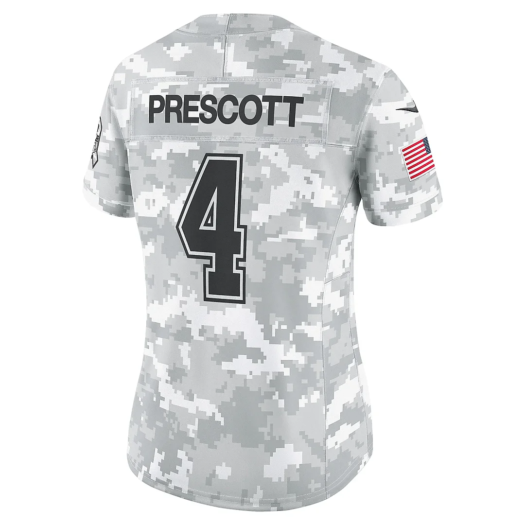 Zennovawear Women's Dallas Cowboys Dak Prescott Arctic Camo 2024 Salute to Service Limited Jersey