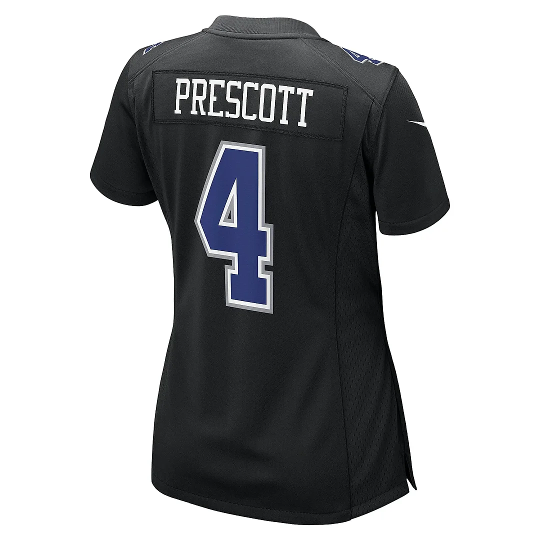 Zennovawear Women's Dallas Cowboys Dak Prescott Carbon Black Fashion Game Jersey