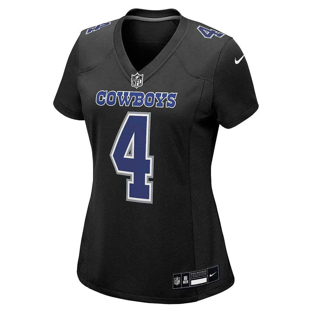 Zennovawear Women's Dallas Cowboys Dak Prescott Carbon Black Fashion Game Jersey