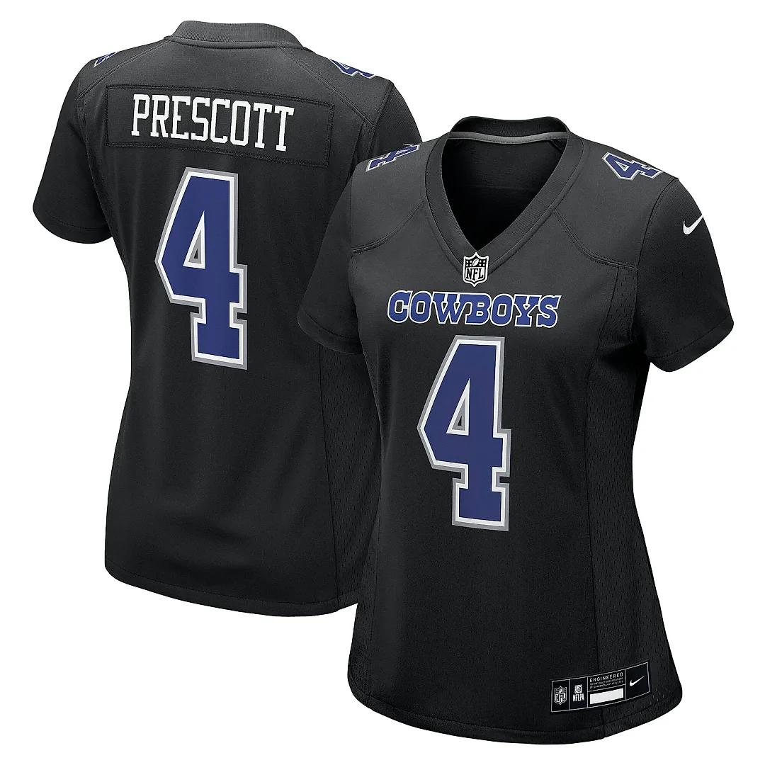 Zennovawear Women's Dallas Cowboys Dak Prescott Carbon Black Fashion Game Jersey