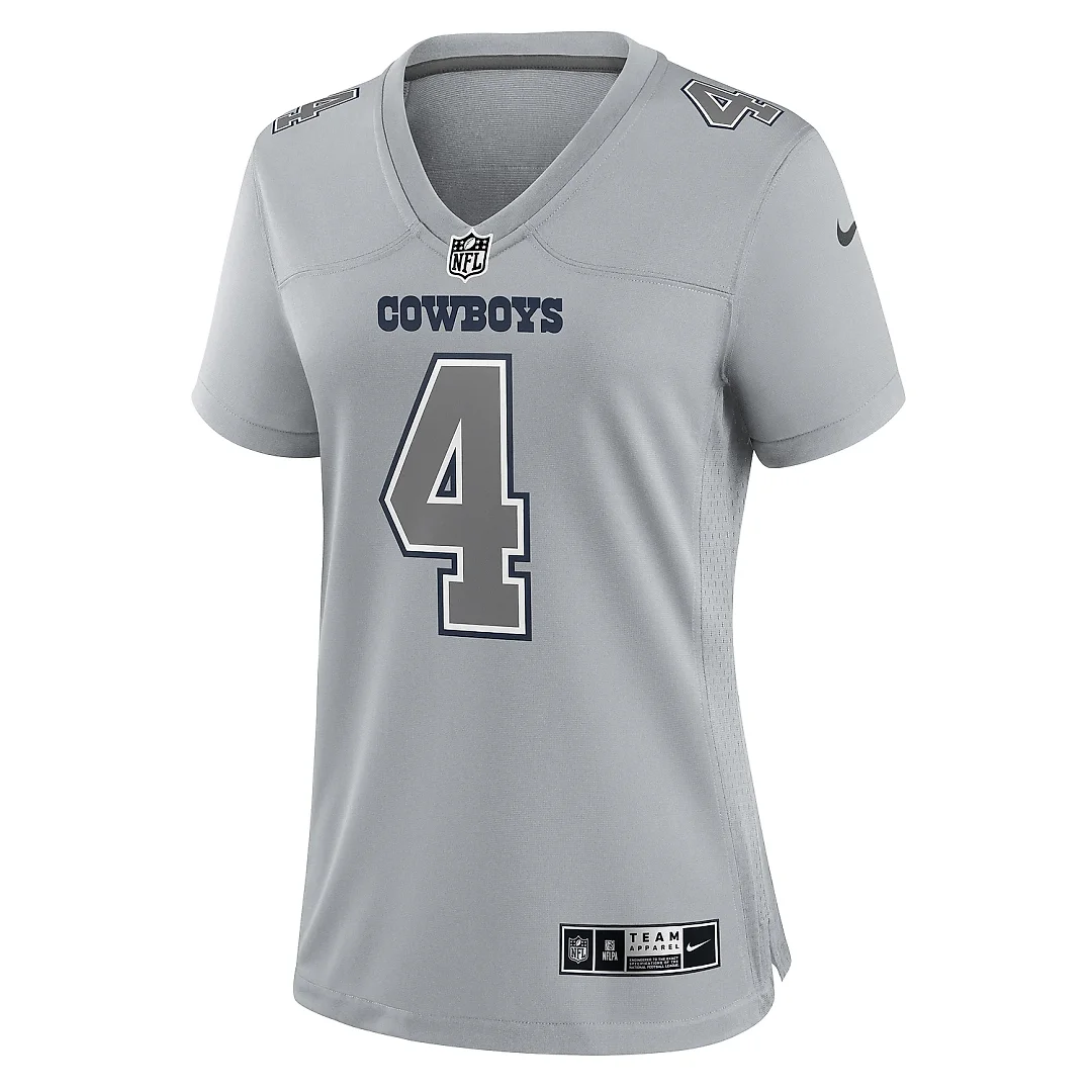 Zennovawear Women's Dallas Cowboys Dak Prescott Gray Atmosphere Fashion Game Jersey