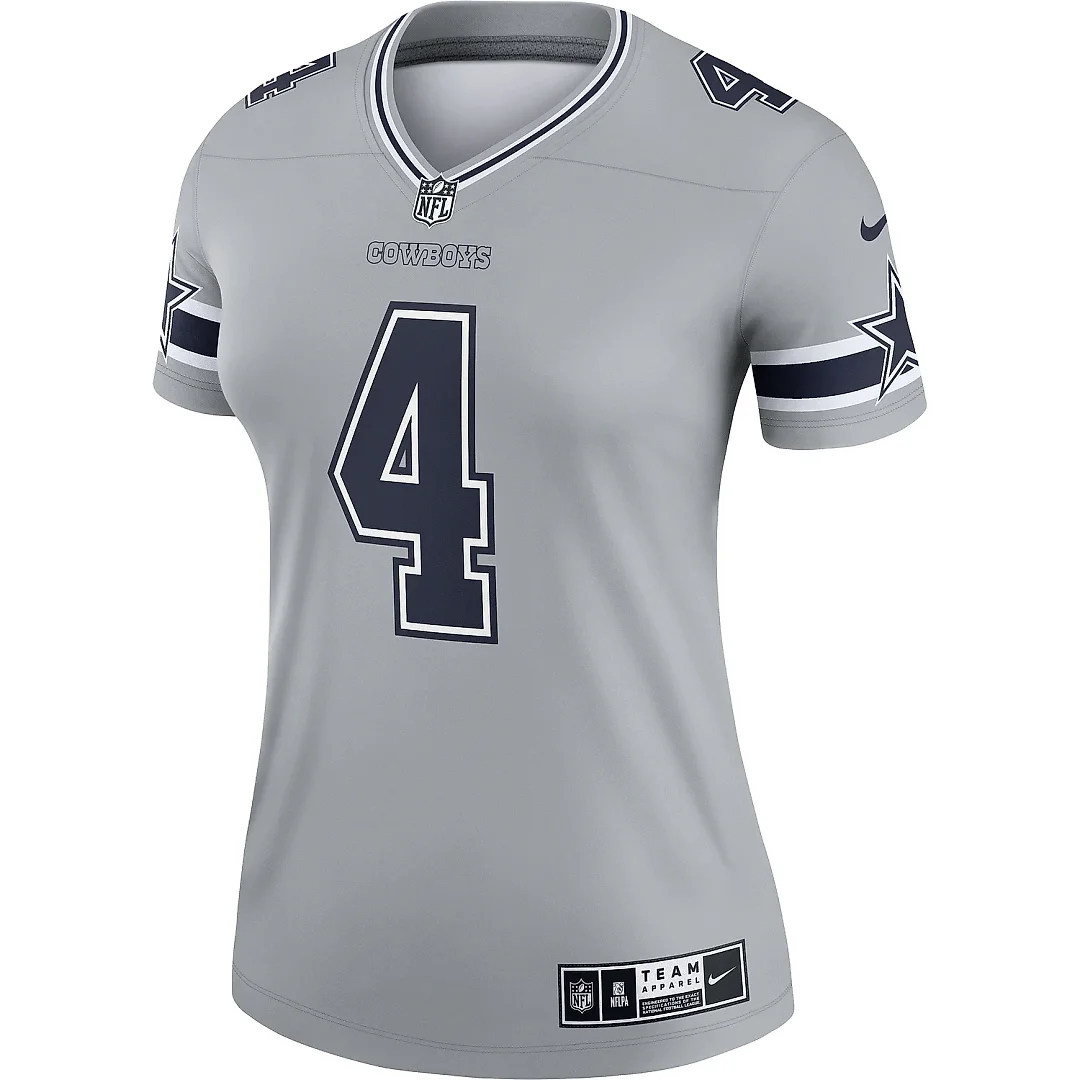 Zennovawear Women's Dallas Cowboys Dak Prescott Gray Inverted Legend Player Performance Top