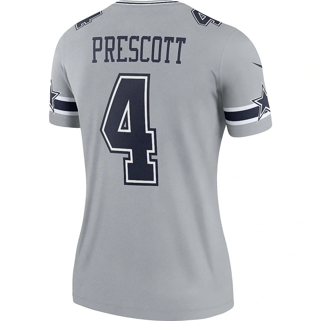 Zennovawear Women's Dallas Cowboys Dak Prescott Gray Inverted Legend Player Performance Top