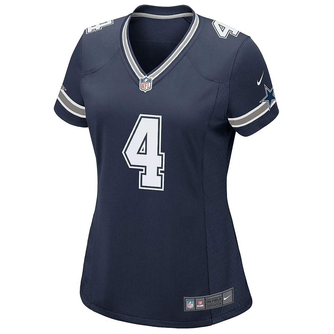 Zennovawear Women's Dallas Cowboys Dak Prescott Navy Game Team Jersey