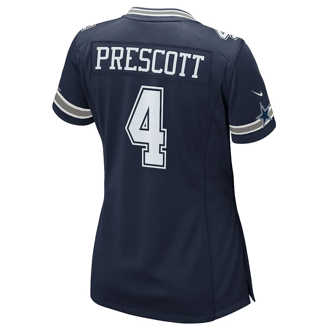 Zennovawear Women's Dallas Cowboys Dak Prescott Navy Game Team Jersey