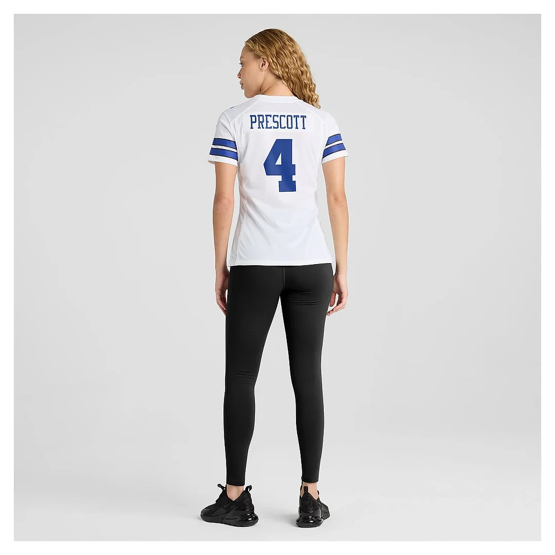 Zennovawear Women's Dallas Cowboys Dak Prescott White Team Game Jersey