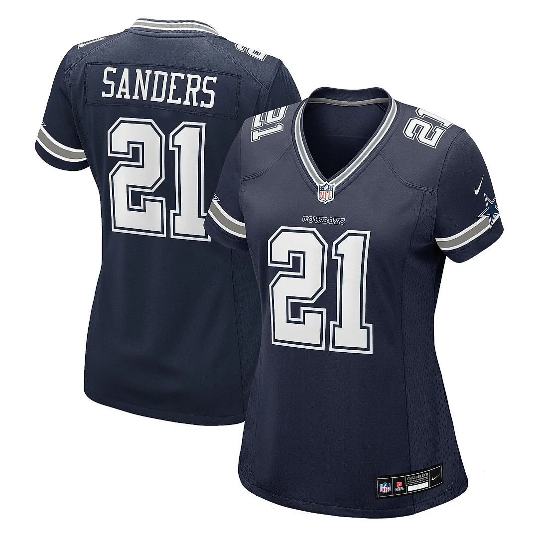 Zennovawear Women's Dallas Cowboys Deion Sanders Navy Team Retired Player Game Jersey