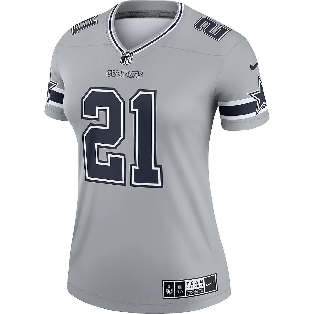 Zennovawear Women's Dallas Cowboys Ezekiel Elliott Gray Inverted Legend Player Performance Top