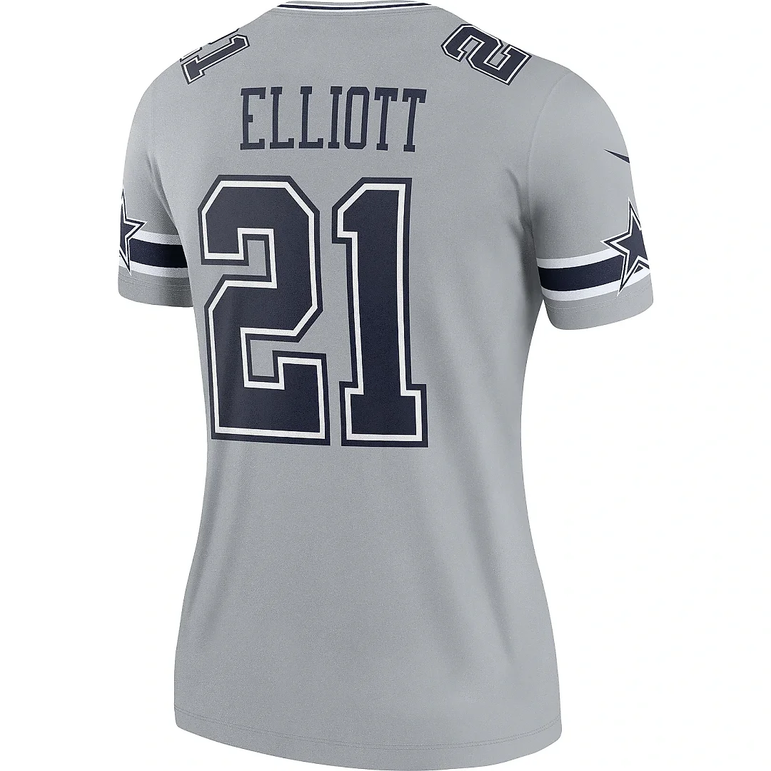 Zennovawear Women's Dallas Cowboys Ezekiel Elliott Gray Inverted Legend Player Performance Top