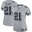 Zennovawear Women's Dallas Cowboys Ezekiel Elliott Gray Inverted Legend Player Performance Top