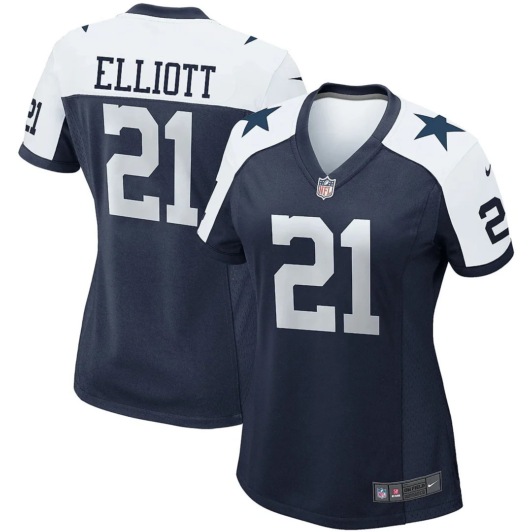 Zennovawear Women's Dallas Cowboys Ezekiel Elliott Navy Alternate Game Team Jersey