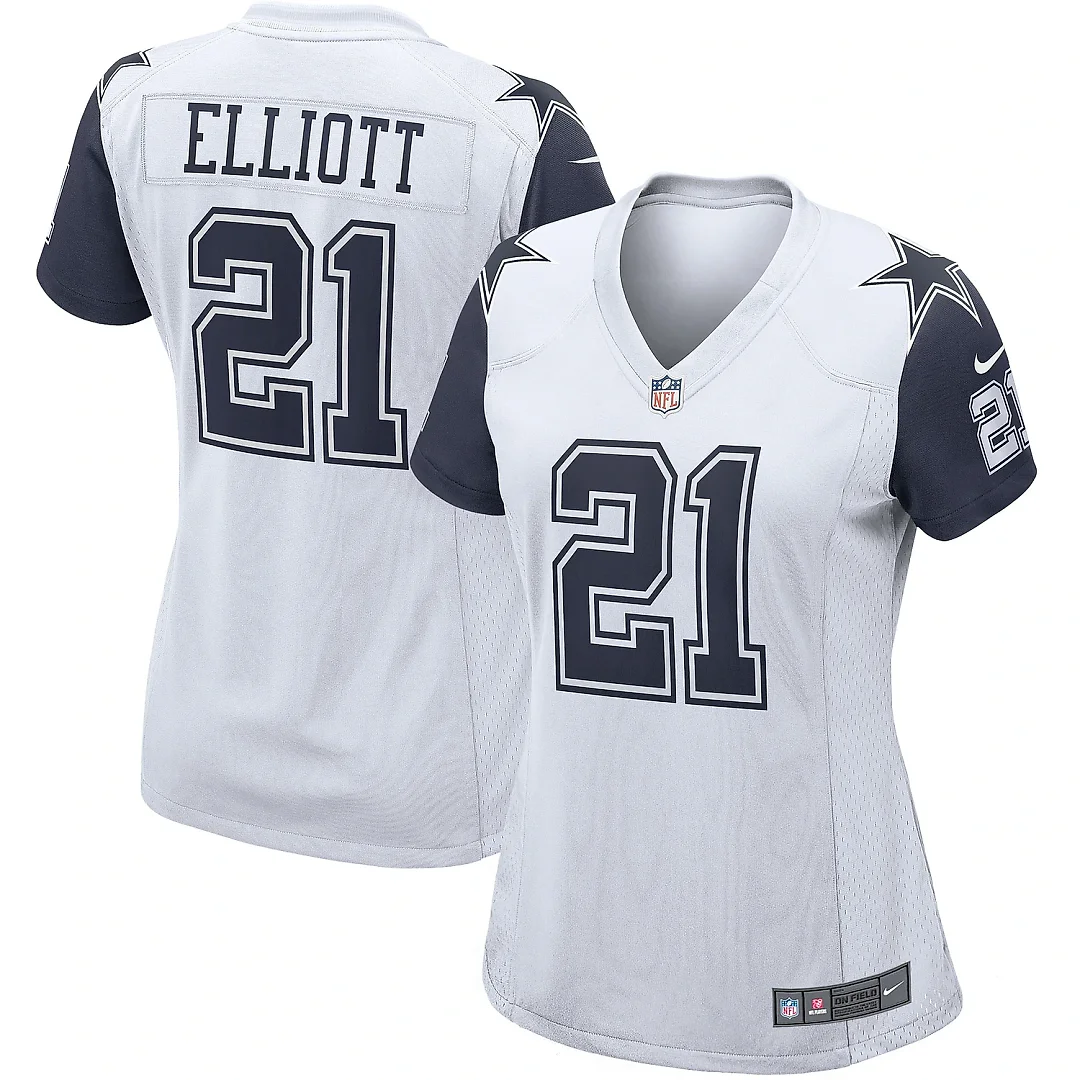Zennovawear Women's Dallas Cowboys Ezekiel Elliott White Alternate Game Jersey