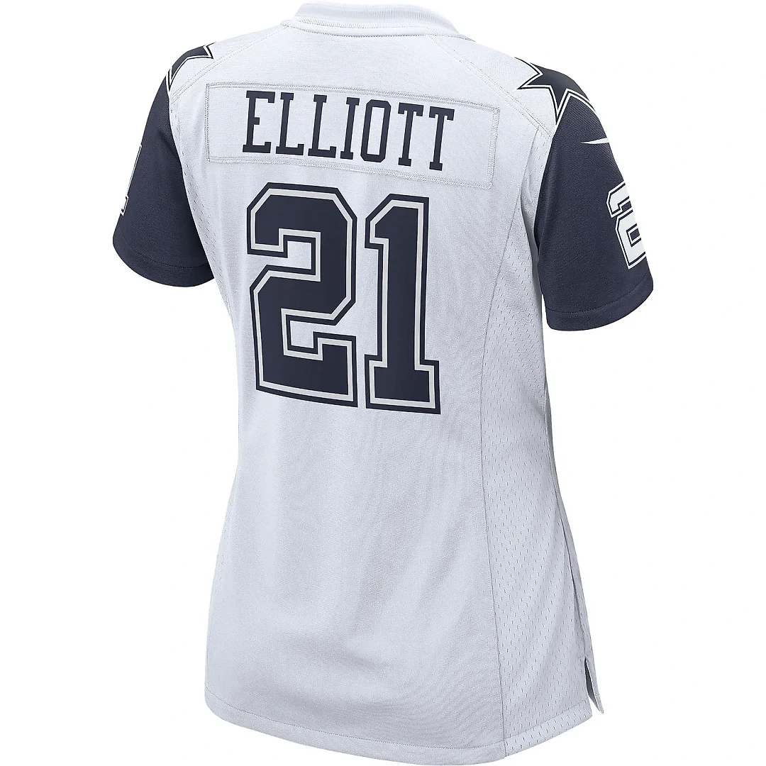 Zennovawear Women's Dallas Cowboys Ezekiel Elliott White Alternate Game Jersey