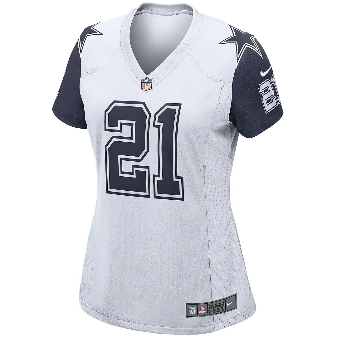 Zennovawear Women's Dallas Cowboys Ezekiel Elliott White Alternate Game Jersey