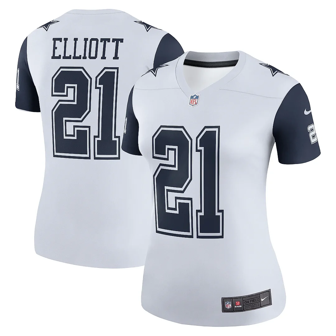 Zennovawear Women's Dallas Cowboys Ezekiel Elliott White Color Rush Legend Player Player Performance Top