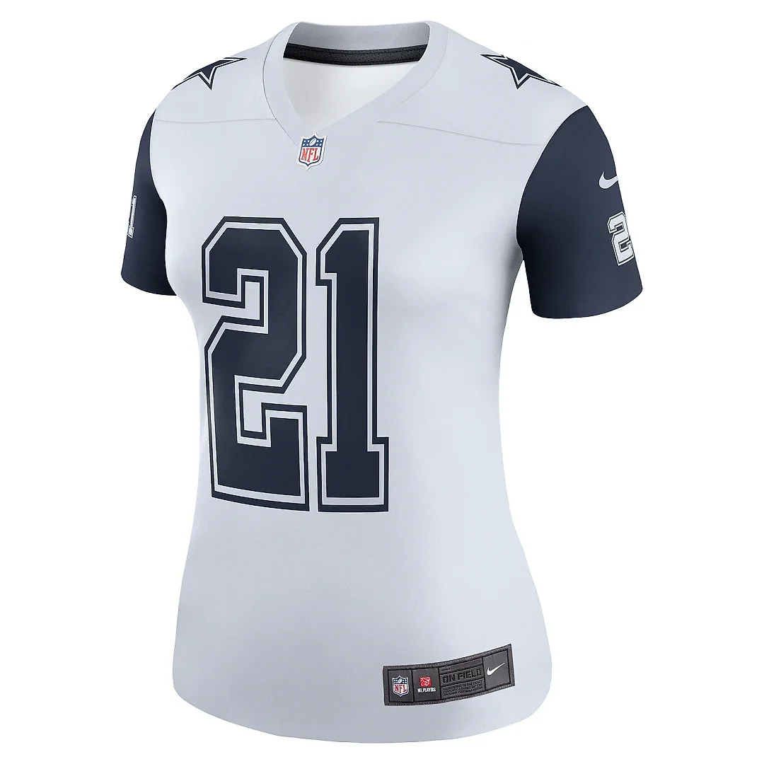 Zennovawear Women's Dallas Cowboys Ezekiel Elliott White Color Rush Legend Player Player Performance Top