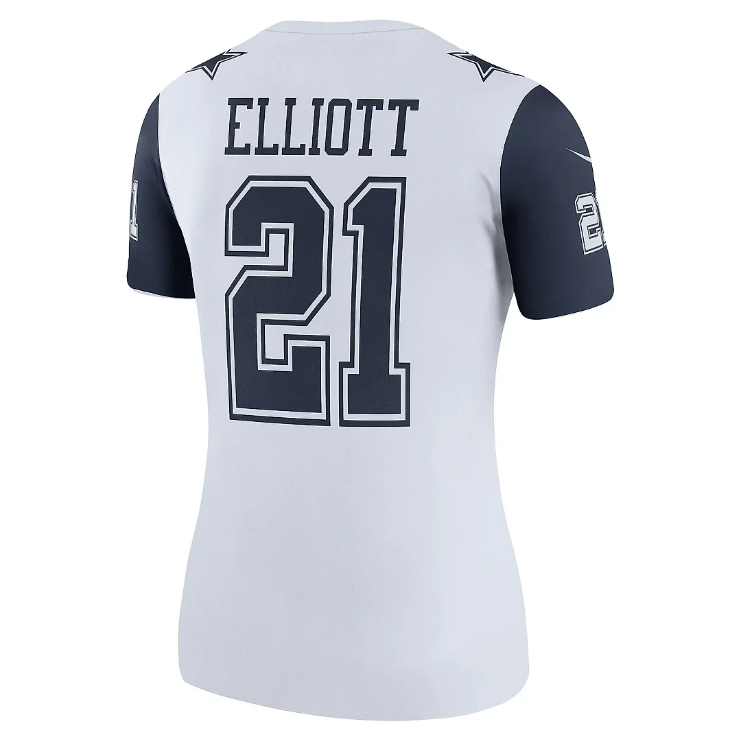 Zennovawear Women's Dallas Cowboys Ezekiel Elliott White Color Rush Legend Player Player Performance Top