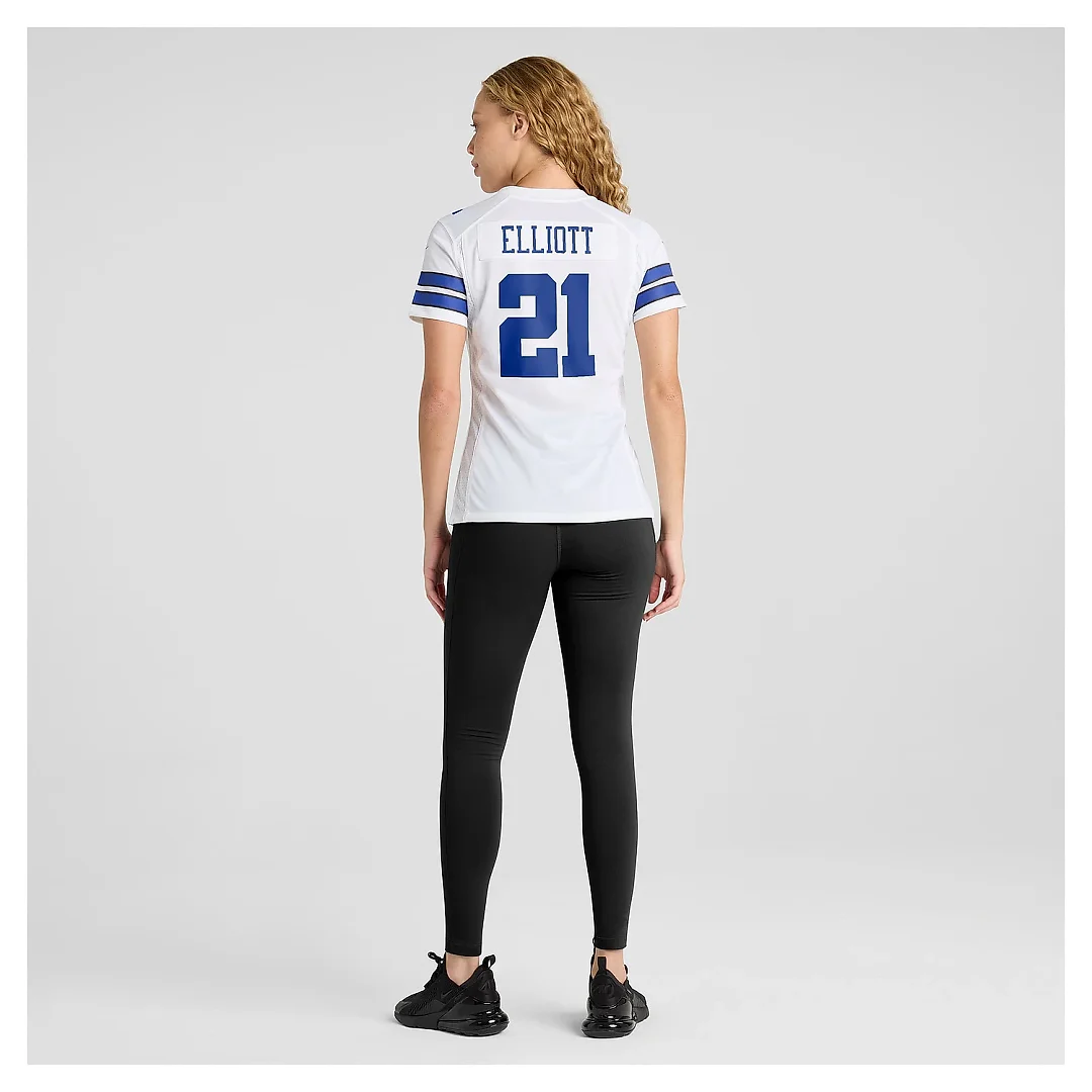 Zennovawear Women's Dallas Cowboys Ezekiel Elliott White Team Game Jersey