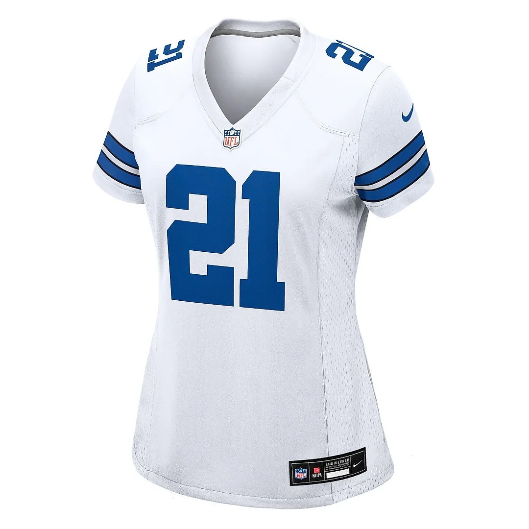 Zennovawear Women's Dallas Cowboys Ezekiel Elliott White Team Game Jersey