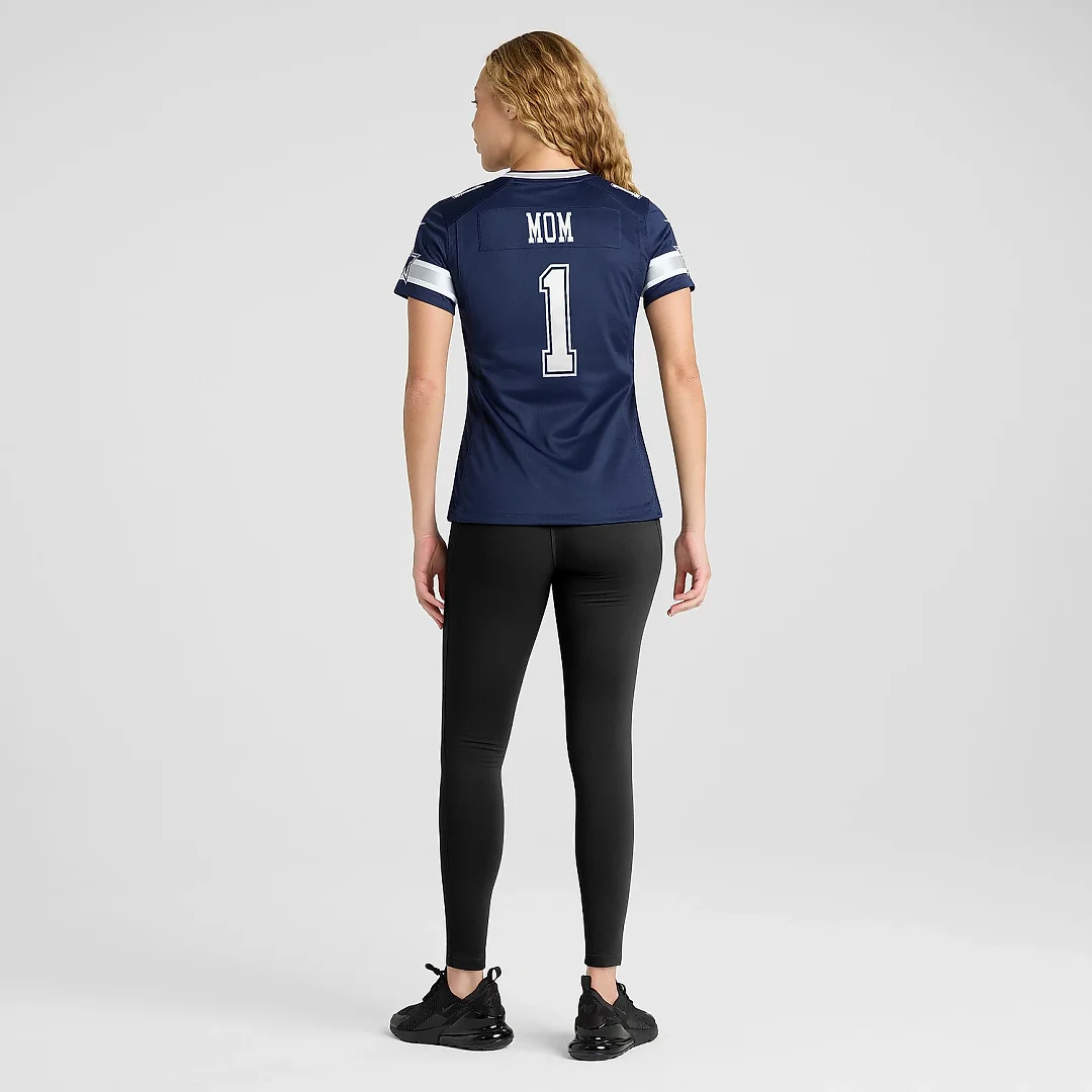 Zennovawear Women's Dallas Cowboys Number 1 Mom Navy Game Jersey