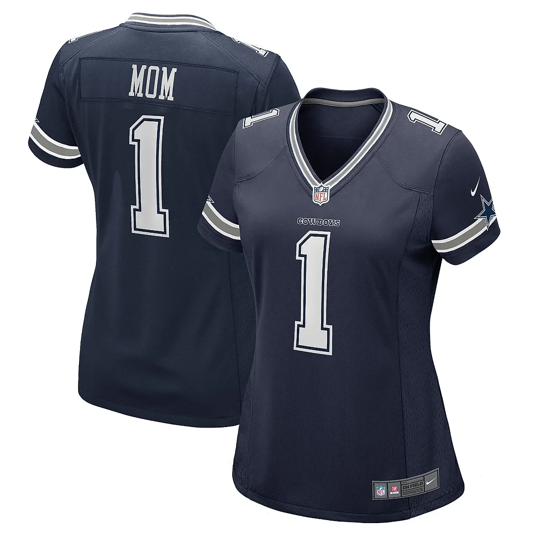 Zennovawear Women's Dallas Cowboys Number 1 Mom Navy Game Jersey