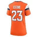 Zennovawear Women's Denver Broncos Audric Estime Orange Team Game Jersey