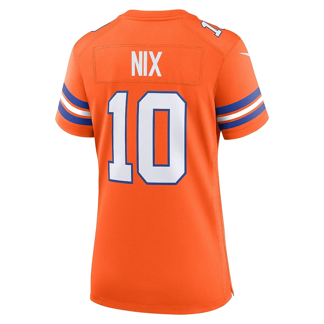 Zennovawear Women's Denver Broncos Bo Nix Orange Mile High Collection 1977 Throwback Player Game Jersey