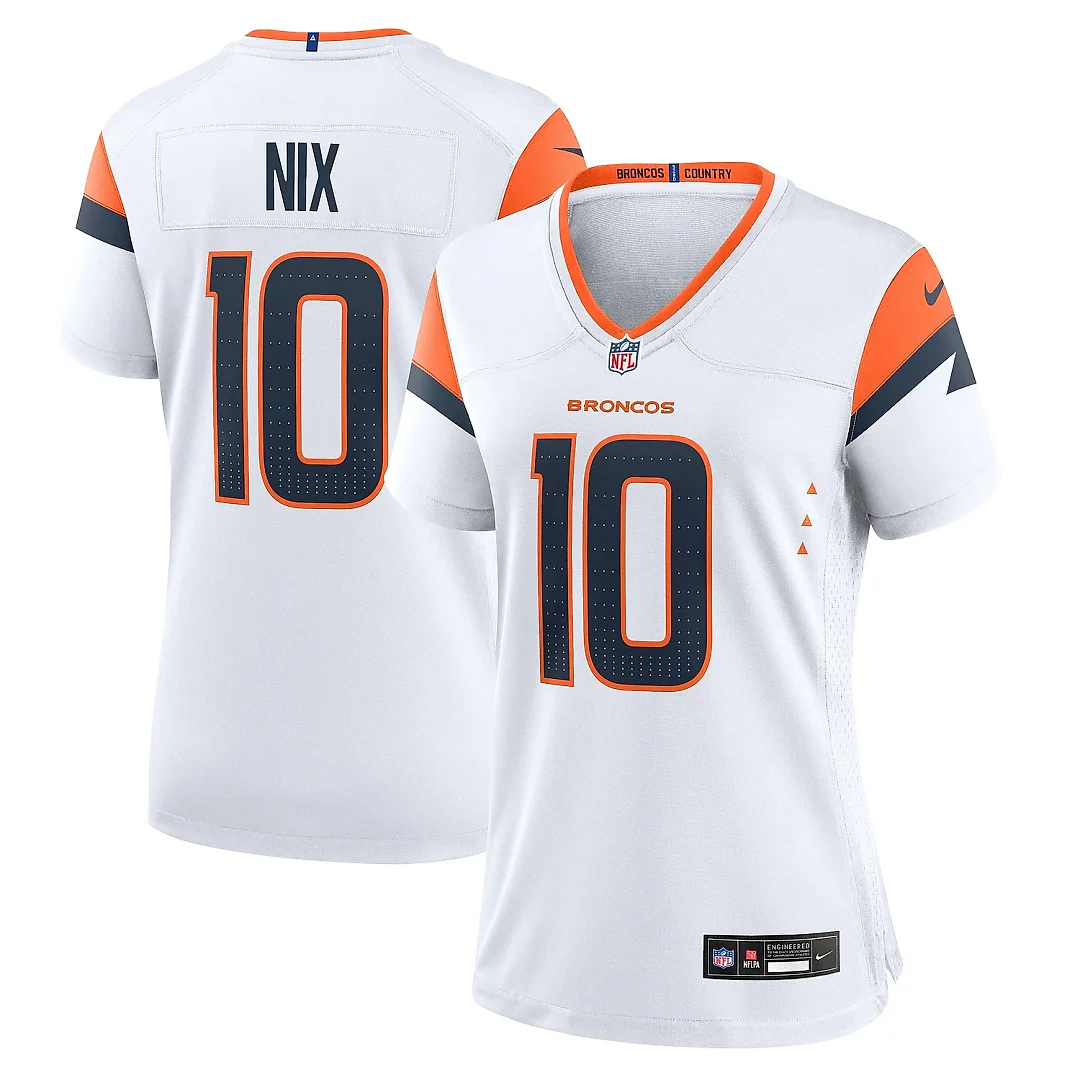 Zennovawear Women's Denver Broncos Bo Nix White Game Jersey