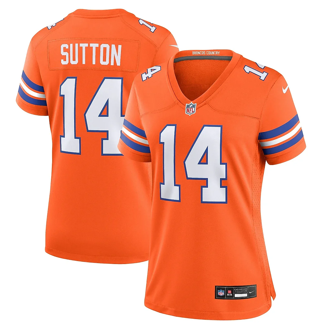 Zennovawear Women's Denver Broncos Courtland Sutton Orange Mile High Collection 1977 Throwback Player Game Jersey