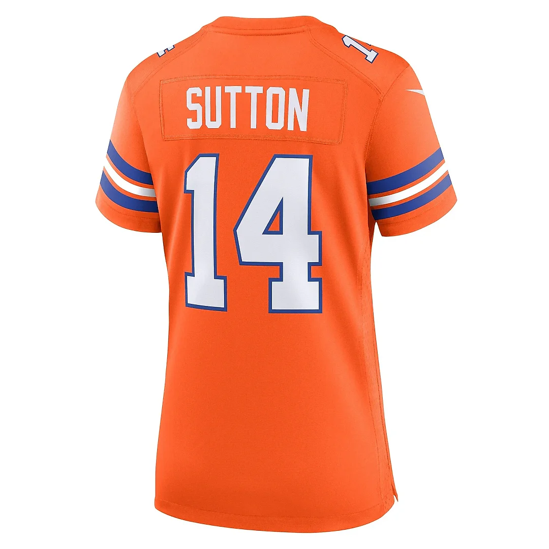 Zennovawear Women's Denver Broncos Courtland Sutton Orange Mile High Collection 1977 Throwback Player Game Jersey