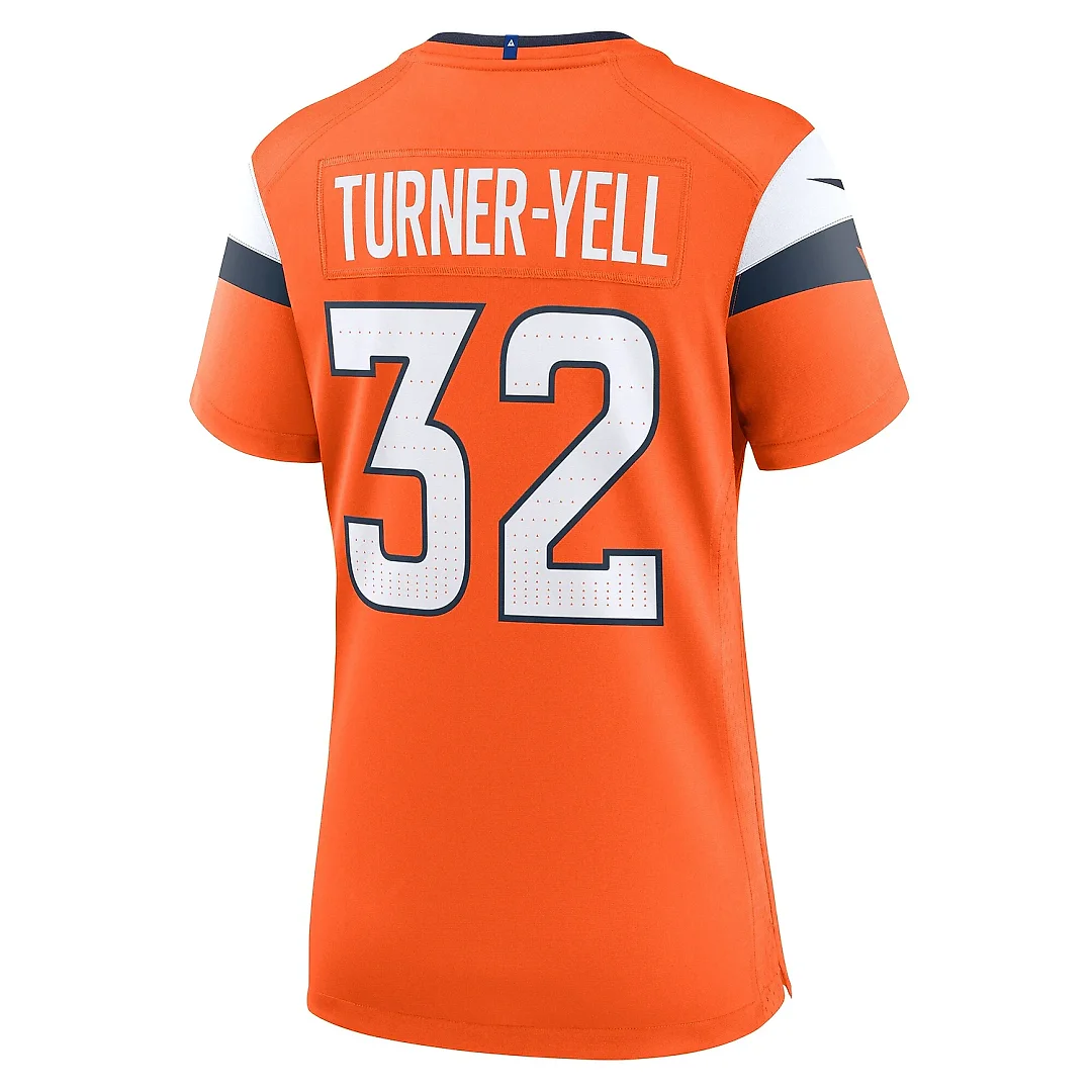 Zennovawear Women's Denver Broncos Delarrin Turner-Yell Orange Team Game Jersey