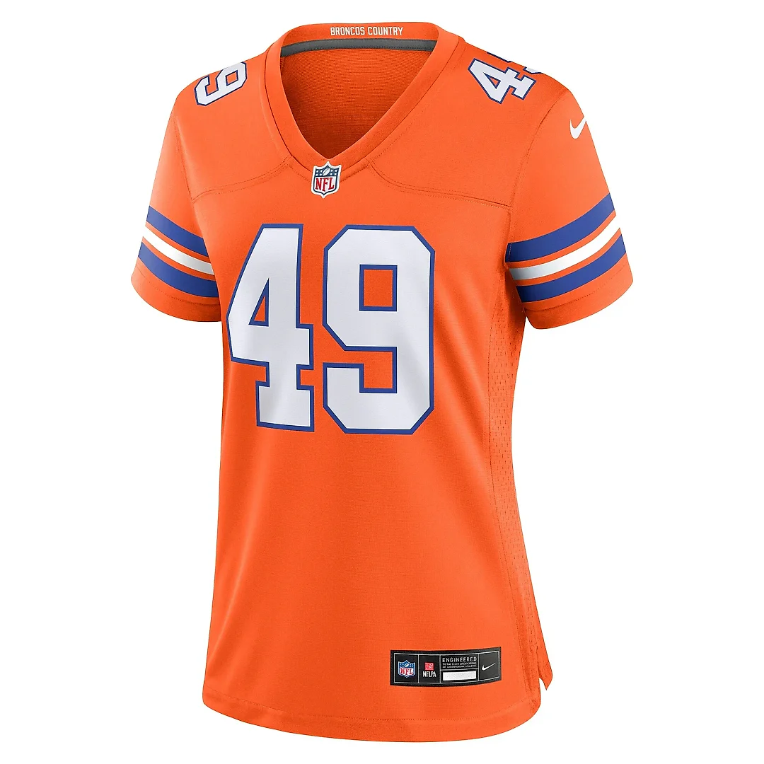 Zennovawear Women's Denver Broncos Dennis Smith Orange Mile High Collection 1977 Throwback Retired Player Game Jersey