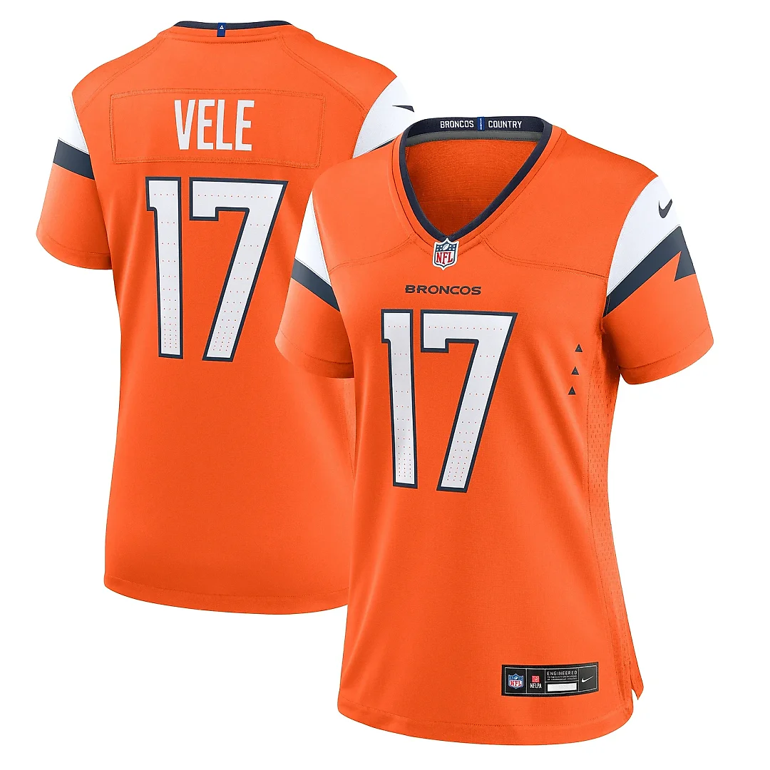 Zennovawear Women's Denver Broncos Devaughn Vele Orange Team Game Jersey