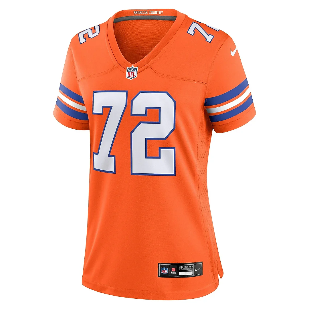 Zennovawear Women's Denver Broncos Garrett Bolles Orange Mile High Collection 1977 Throwback Player Game Jersey
