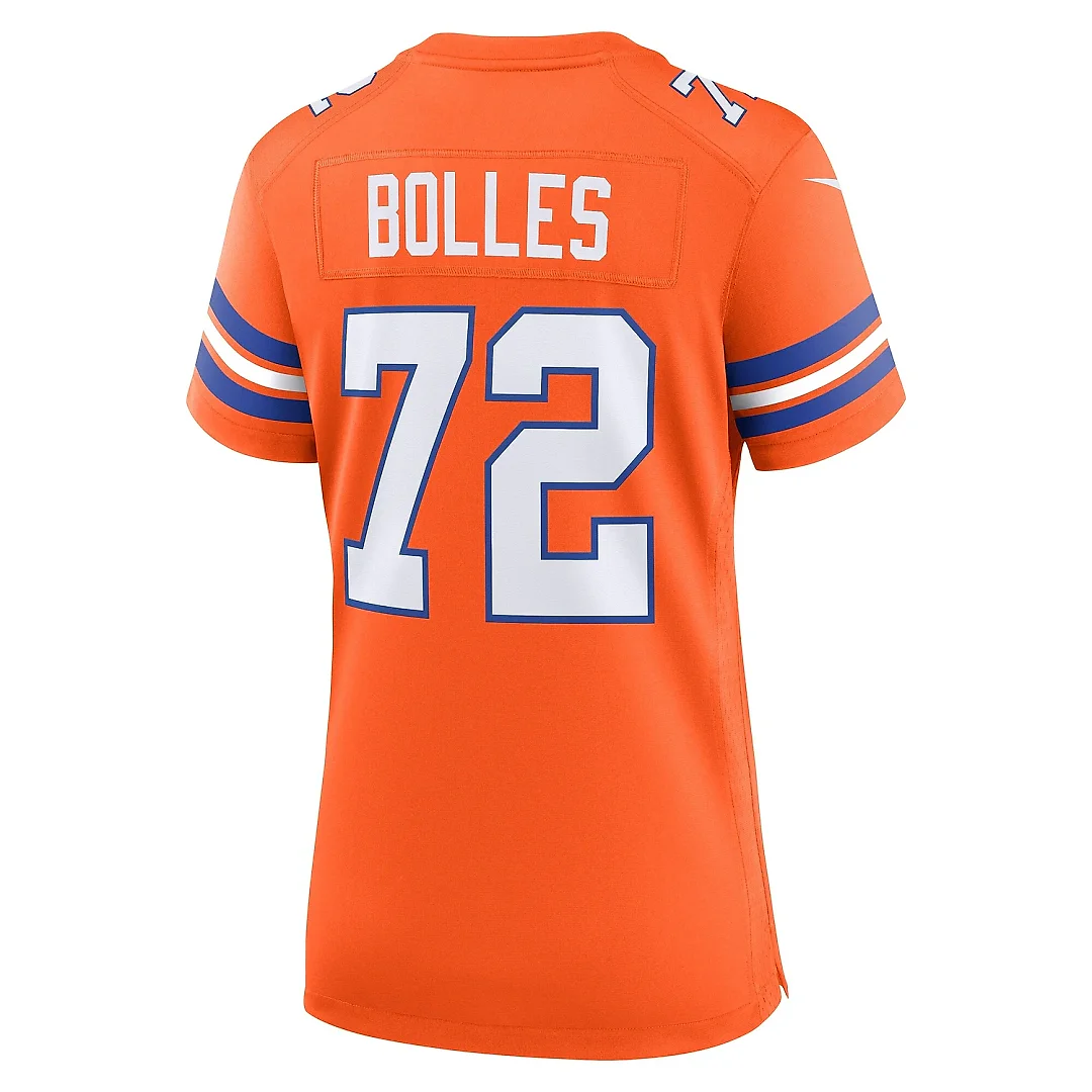 Zennovawear Women's Denver Broncos Garrett Bolles Orange Mile High Collection 1977 Throwback Player Game Jersey