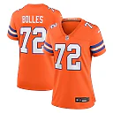 Zennovawear Women's Denver Broncos Garrett Bolles Orange Mile High Collection 1977 Throwback Player Game Jersey