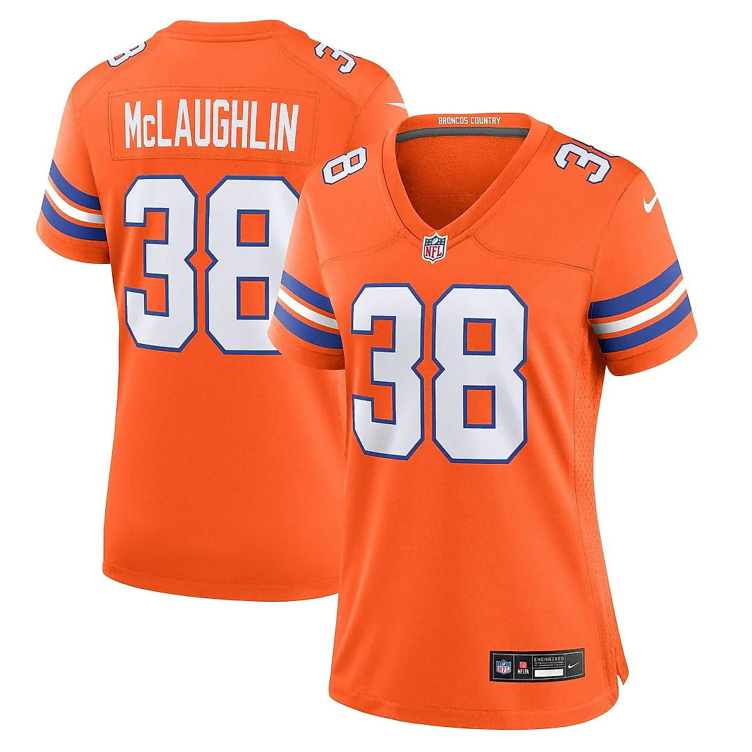 Zennovawear Women's Denver Broncos Jaleel McLaughlin Orange Mile High Collection 1977 Throwback Player Game Jersey