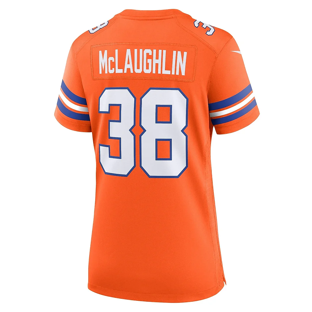 Zennovawear Women's Denver Broncos Jaleel McLaughlin Orange Mile High Collection 1977 Throwback Player Game Jersey