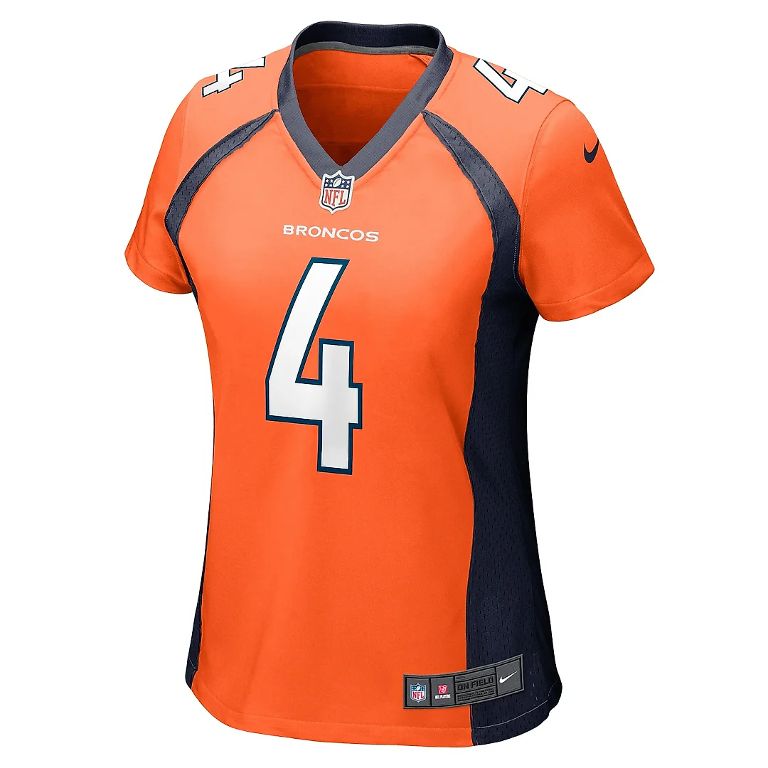 Zennovawear Women's Denver Broncos Jarrett Stidham Orange Game Player Jersey