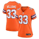 Zennovawear Women's Denver Broncos Javonte Williams Orange Mile High Collection 1977 Throwback Player Game Jersey