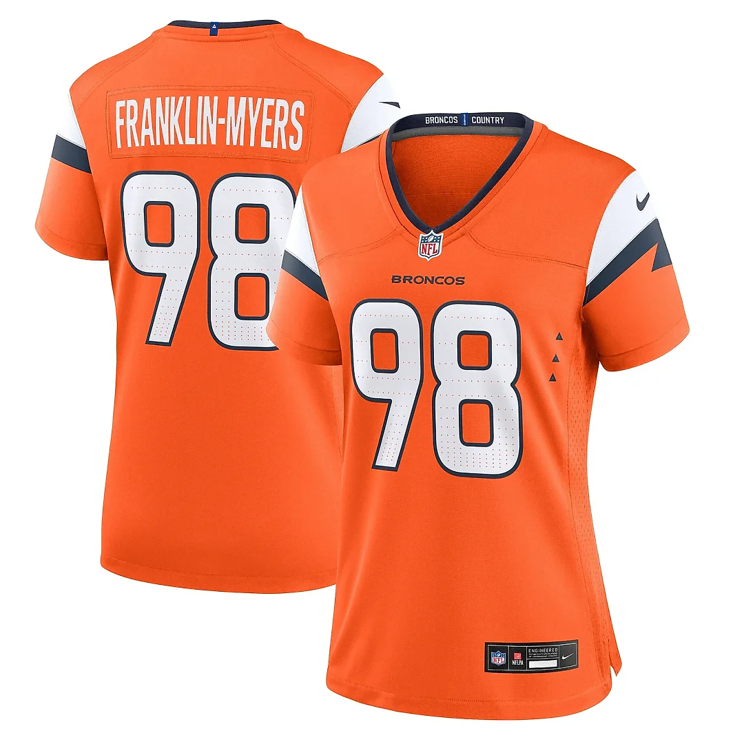 Zennovawear Women's Denver Broncos John Franklin-Myers Orange Team Game Jersey