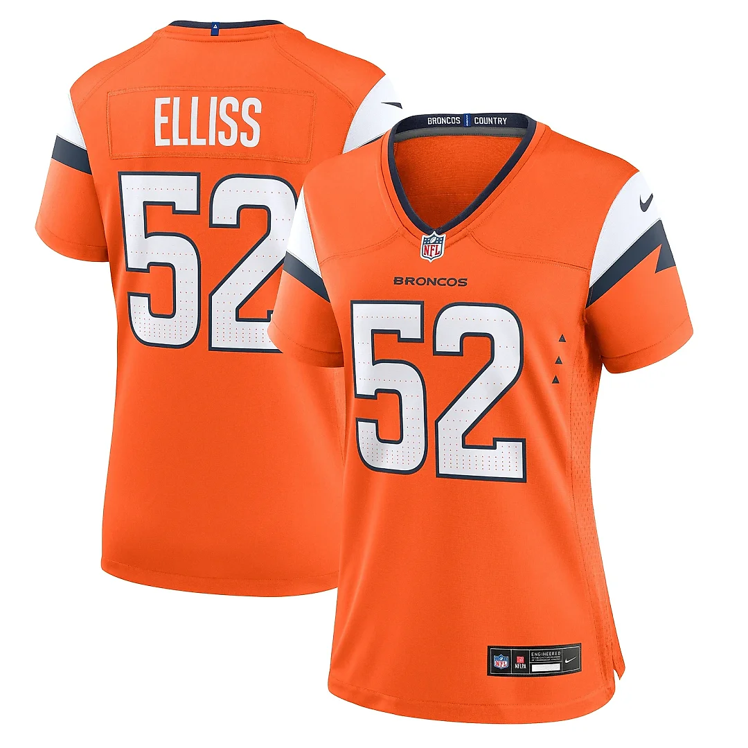 Zennovawear Women's Denver Broncos Jonah Elliss Orange Team Game Jersey