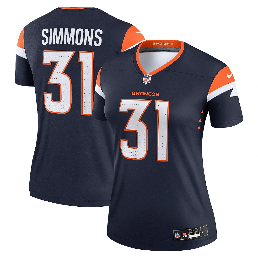 Zennovawear Women's Denver Broncos Justin Simmons Navy Alternate Legend Player Performance Top