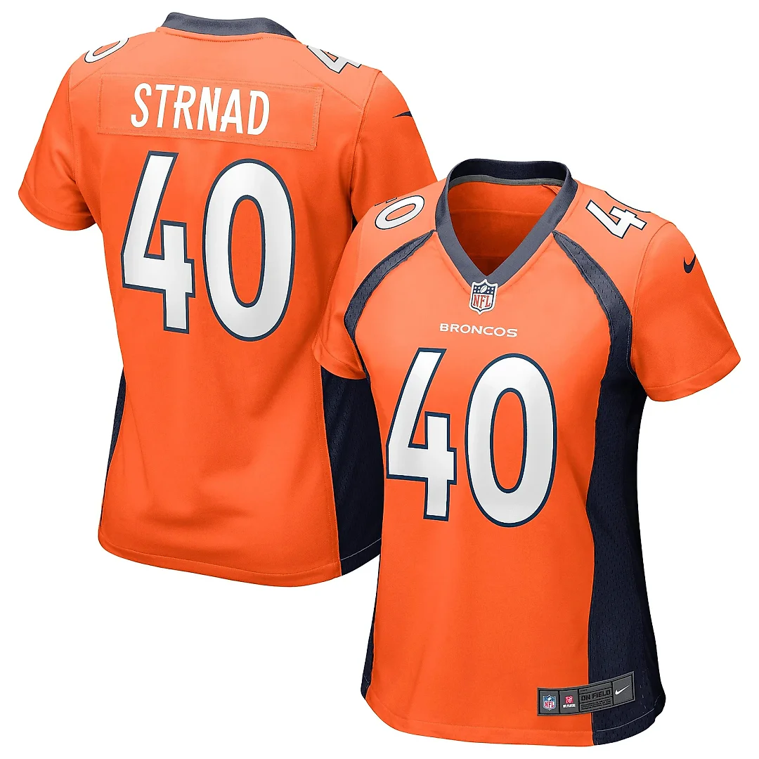 Zennovawear Women's Denver Broncos Justin Strnad Orange Game Jersey