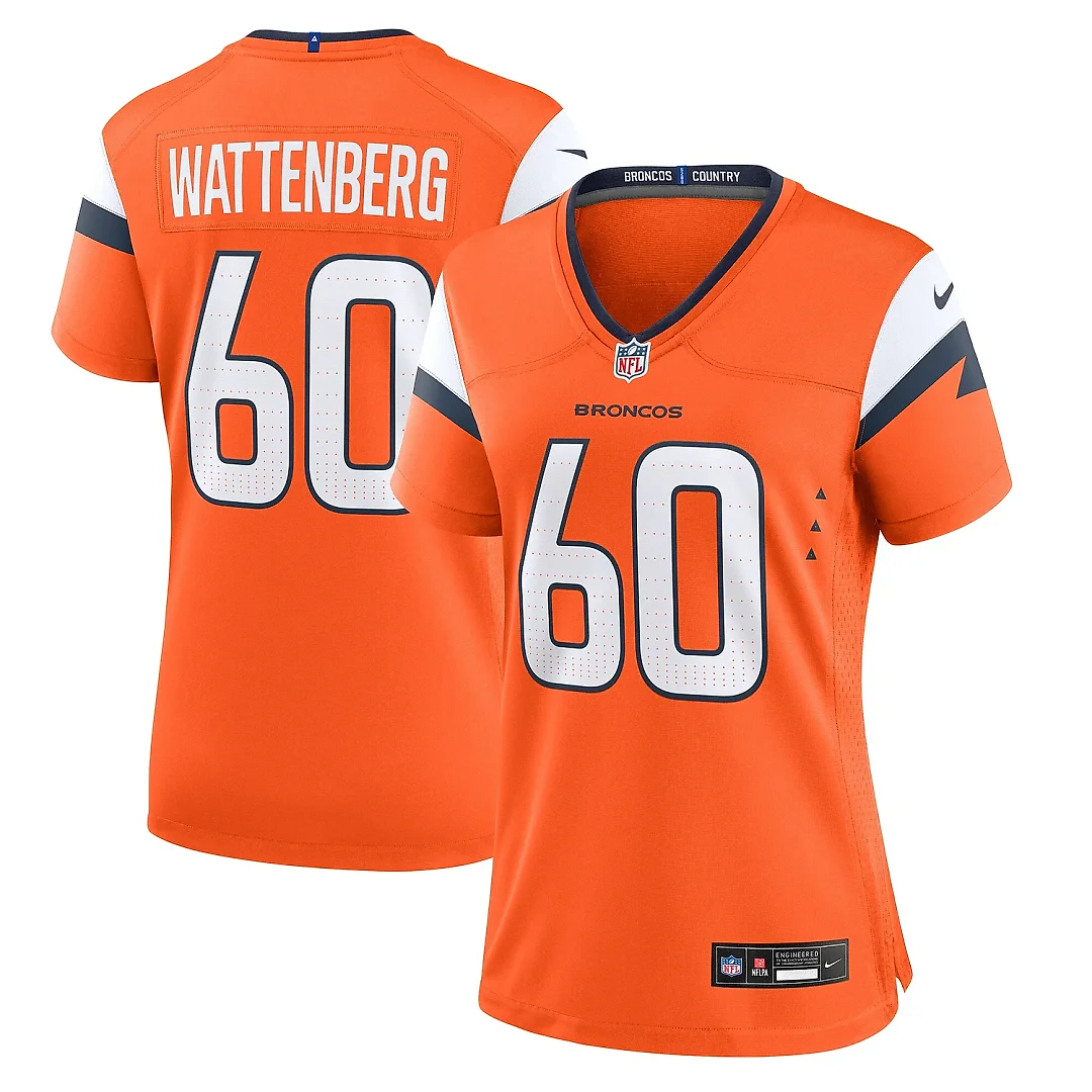 Zennovawear Women's Denver Broncos Luke Wattenberg Orange Team Game Jersey